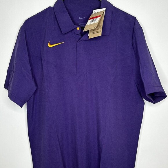Men's Nike Dri Fit Football Polo Size Medium Purple Gold LSU NEW  $75 MSRP - Picture 1 of 3